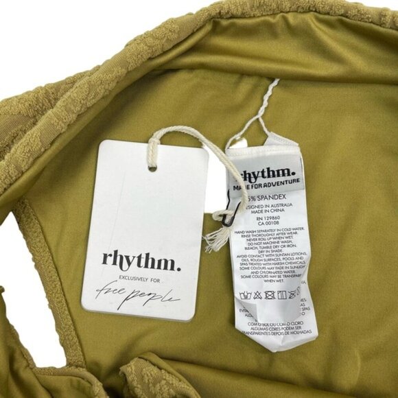 RHYTHM. X Free People Paisley Hi String Bikini Bottoms Sz XL Pistachio - Picture 5 of 9